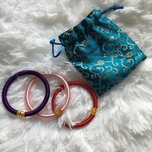 3 Colored Bracelets with Satin Pouch 